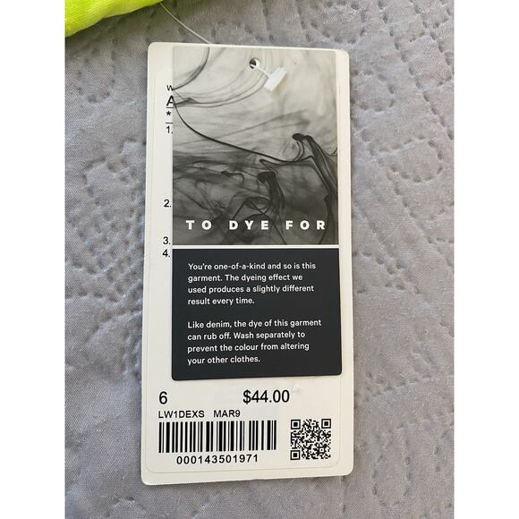 Lululemon Sz 6 To Dye For All Yours Pima Ctn Marmoleodo Tie Dye Hilight Grn Crop - Picture 2 of 10